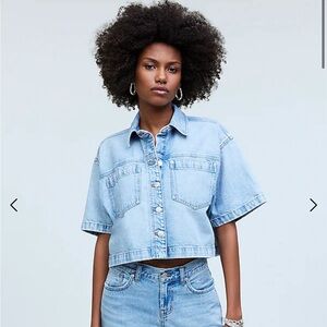 Madewell Denim Short-Sleeve Shirt-Jacket in Ahern Wash| Size L| New With Tags